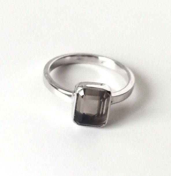 Anelli: Ring Rauchquarz eckig Baguette 925 Silber 54 – Nuovo (secondo la descrizione) da Zürich venduto da goldfisch.schmuck 1