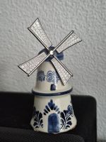 Vintage Delft Blauw Windmühle – Keramik mit Metallflügeln