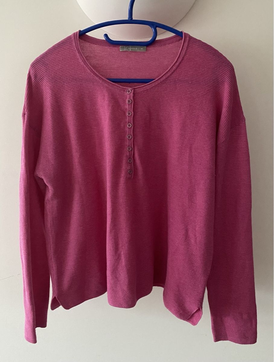Nile Pullover & Sweatshirts: NILE Strickpullover Fuchsia/Pink/Gr.M/Leichter Henley-Pulli – Gebraucht aus Jona von Flamingoo 1