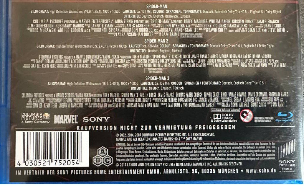 Tutti i DVDs: 8 Spider-Man Blu-ray Filme – Usato da Beringen venduto da Mantafisch1 2