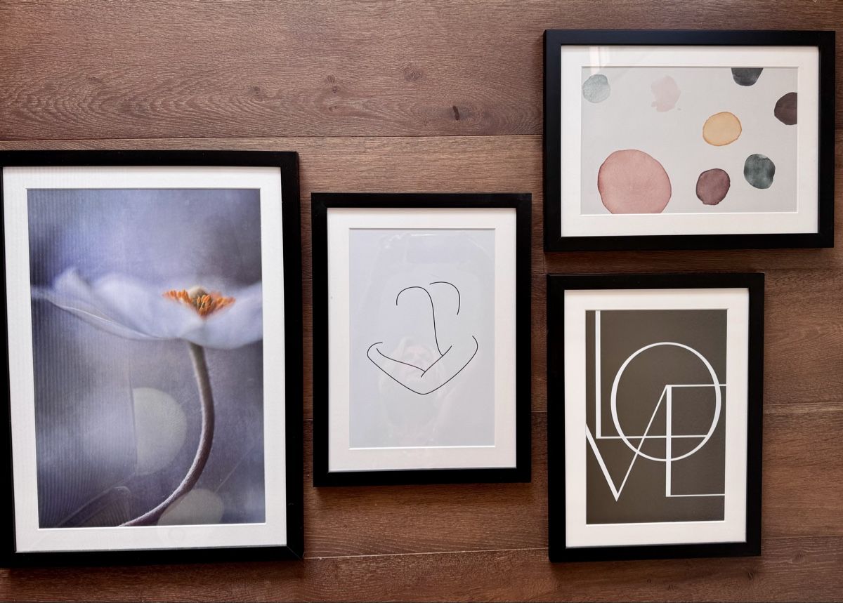 Cadres de tableaux: Junique Bilderrahmen 4er Set Holz schwarz mit Bildern Blume  – D'occasion à Dickbuch par lookandsee76