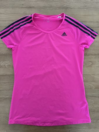 Adidas Women's Pink Climalite Running T-Shirt - Size M - Gre