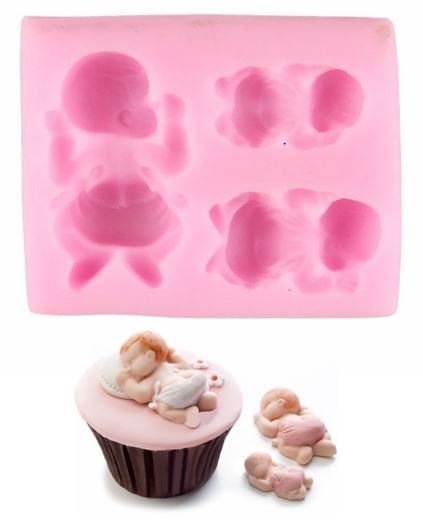 Teglie da forno: Silikonform Tortendeko Baby schlafend mini 3er – Nuovo e nell'imballaggio originale da Kaltbrunn venduto da schere-stein-papier