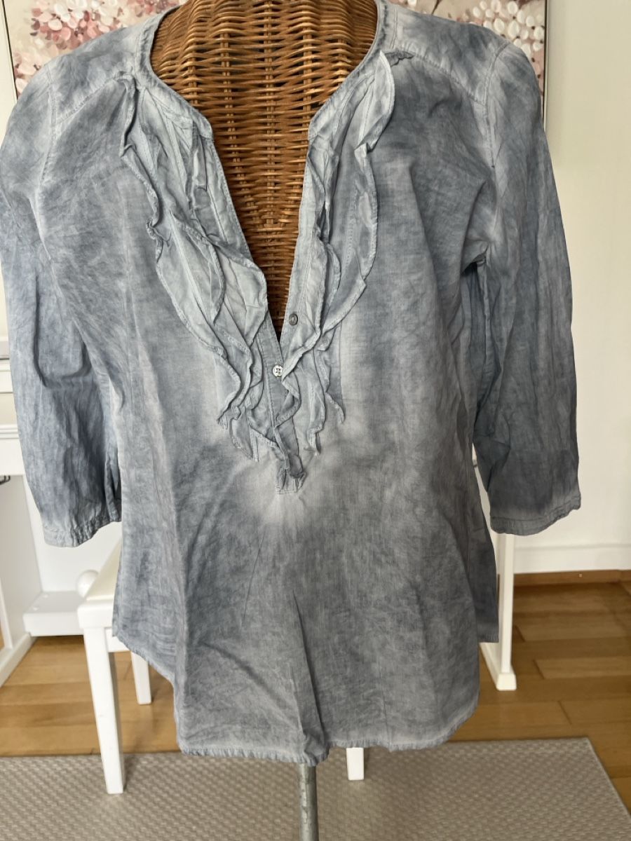 Marc O'Polo Camicette: Bluse mit Rüschen, blau-grau, Marco Polo, 38 – Usato da Solothurn venduto da Bobesch08 3