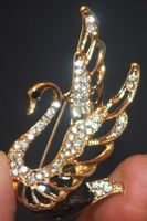 Brosche C-322 – Schwan Schwarz – Strass - 3,1 x 5,7 cm