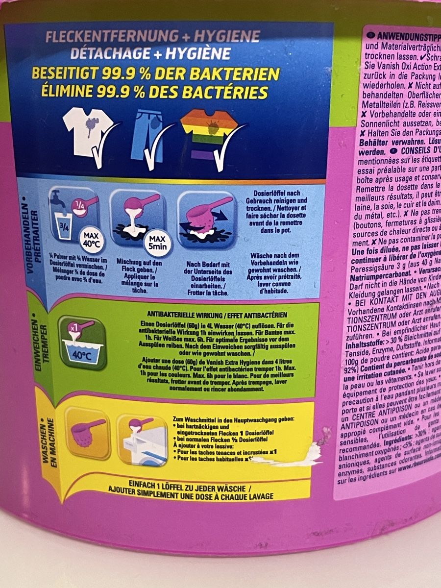 Prodotti di pulizia: Vanish Oxi Action Extra Hygiene Pulver – Usato da Auw venduto da chr_vcc8 1