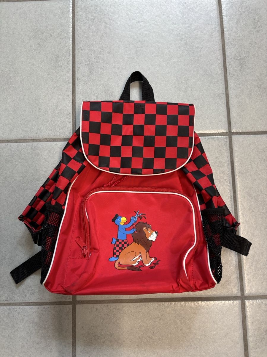 Borse & Zaini: Globi Kinder Rucksack rot schwarz kariert – Usato da Uesslingen venduto da man_rc5l
