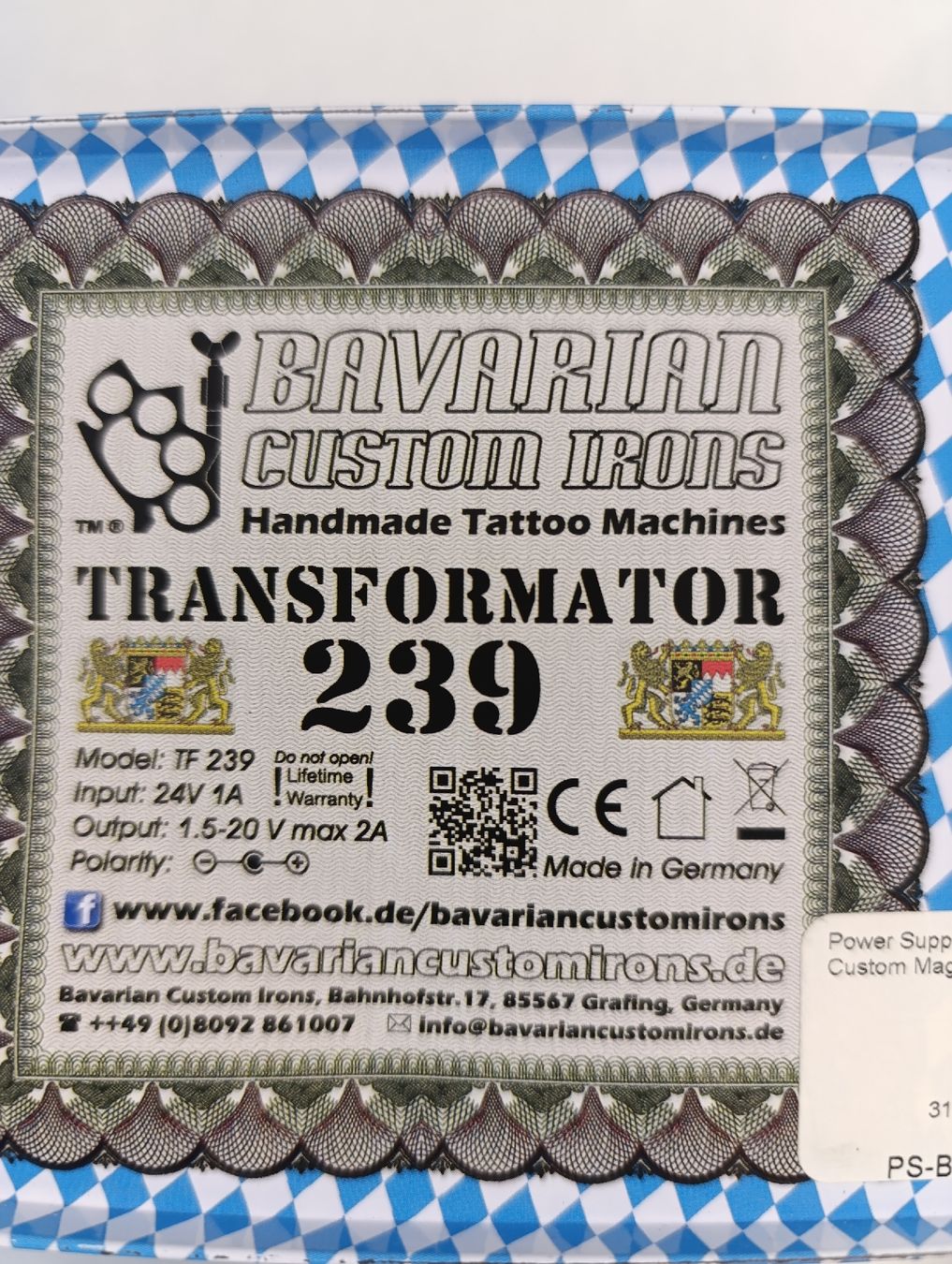 Alimentation électrique: Tattoo Power Supply Bavarian Custom Irons Transformator239 – D'occasion à Avry-sur-Matran par dav_nm5p 6
