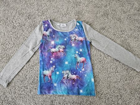 Langarmshirt mit Pferdeprint, Grösse 116/122, Top Zustand