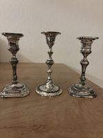 3 antike Kerzenständer, Silberlook, für festliche Deko