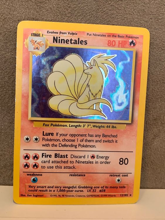 Ninetails base set holo hot rare 12/102