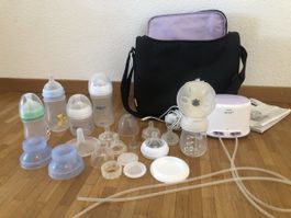 Philips Avent elektrische Doppelmilchpumpe mit viel Zubehör