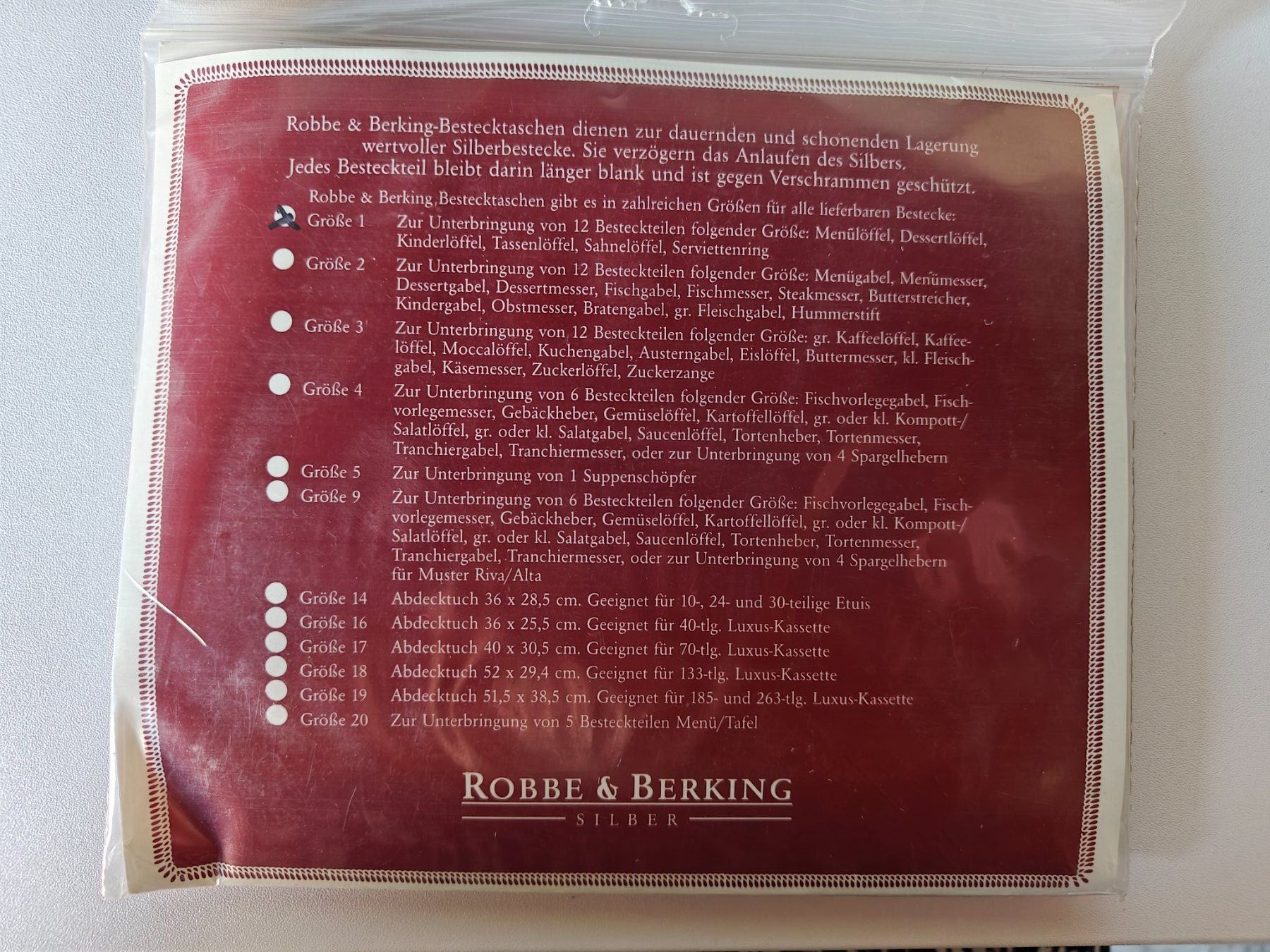 Robbe & Berking Couverts: Robbe & Berking Bestecktasche Grösse 1 – Neuf avec emballage d'origine à Wädenswil par alex-maxima 1