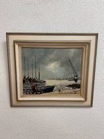 Vintage Ölgemälde Hafenmotiv mit Segelschiffen signiert Tygi