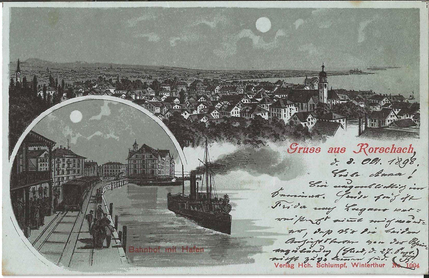 Cartoline postali: Karte Rorschach 1898 – Usato da Zürich venduto da Philacat11