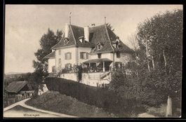 AK Münsingen, Haus mit Terrasse und Treppe am Hang