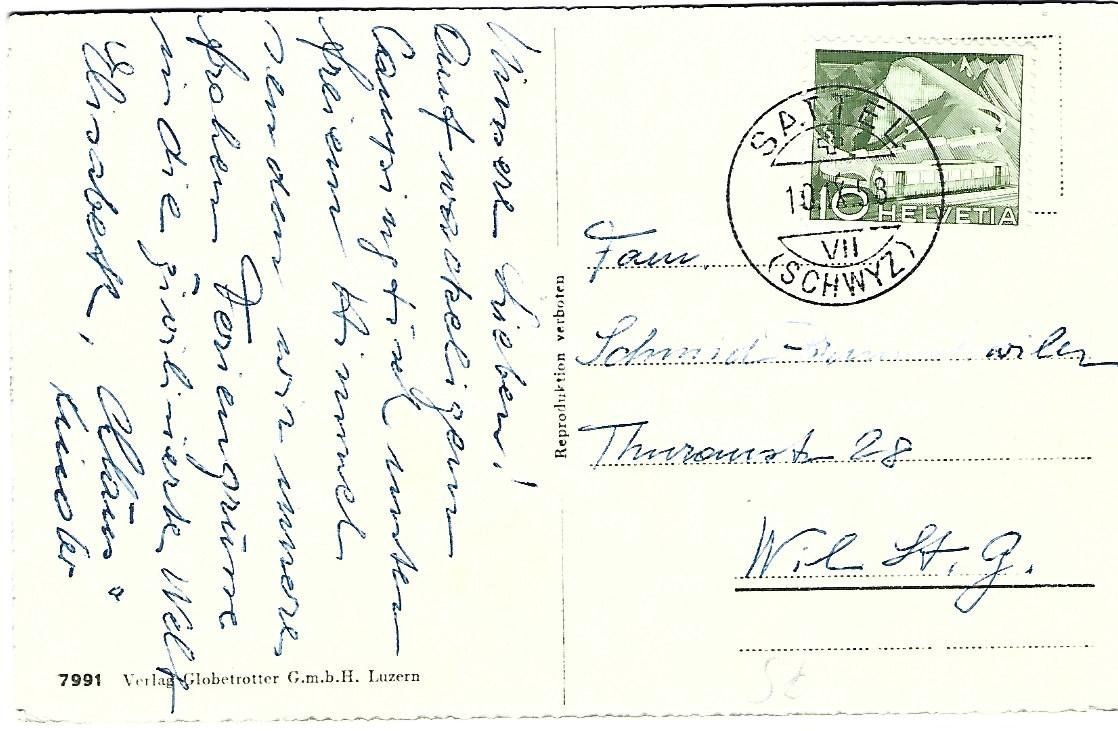 Cartoline postali: Sattel Dorfansicht SZ – Usato da Wetzikon ZH venduto da Brulu100 1