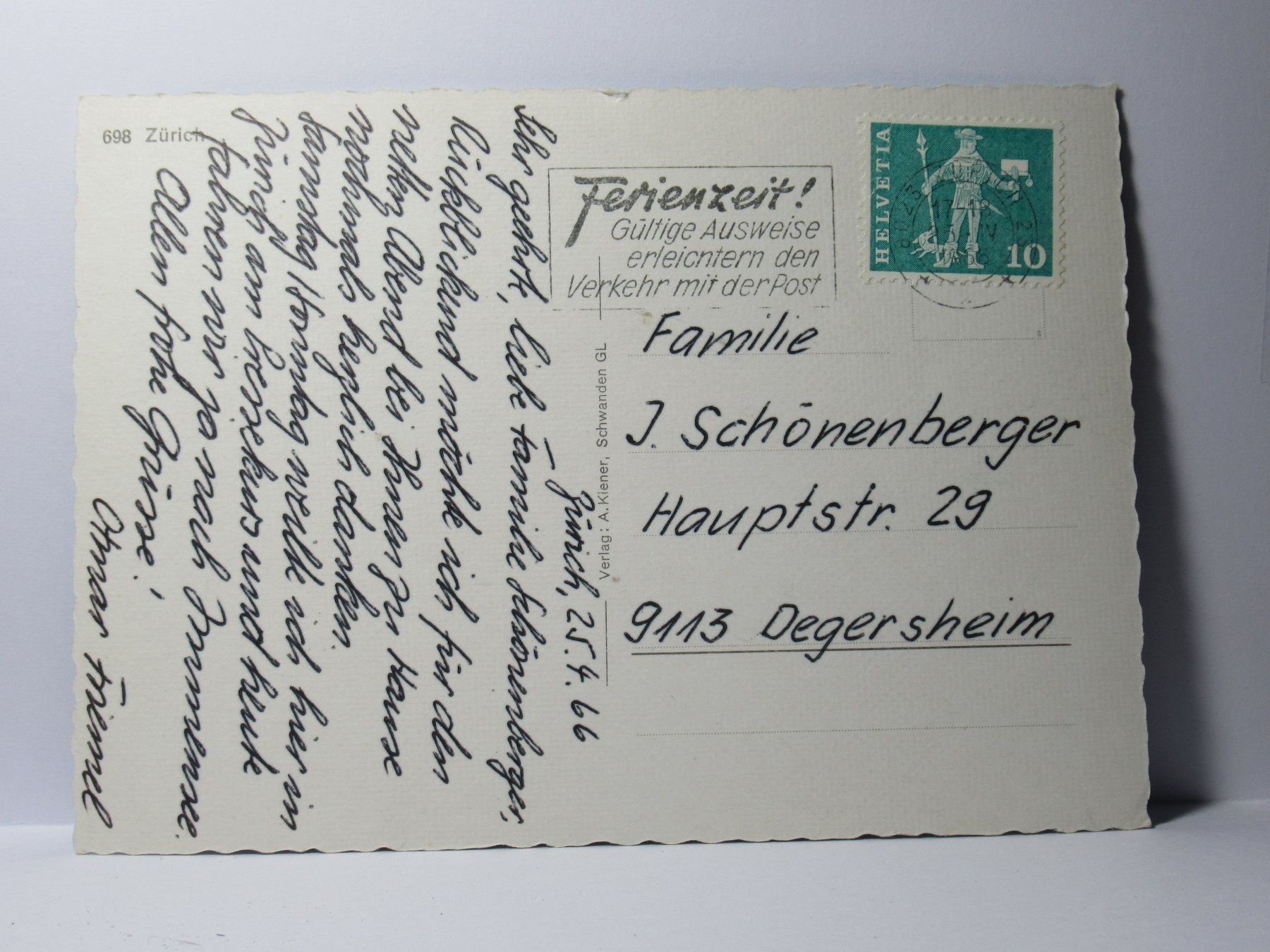 Cartoline postali: Zürich 1966 – Usato da Grenchen venduto da Bluemchen1900 1