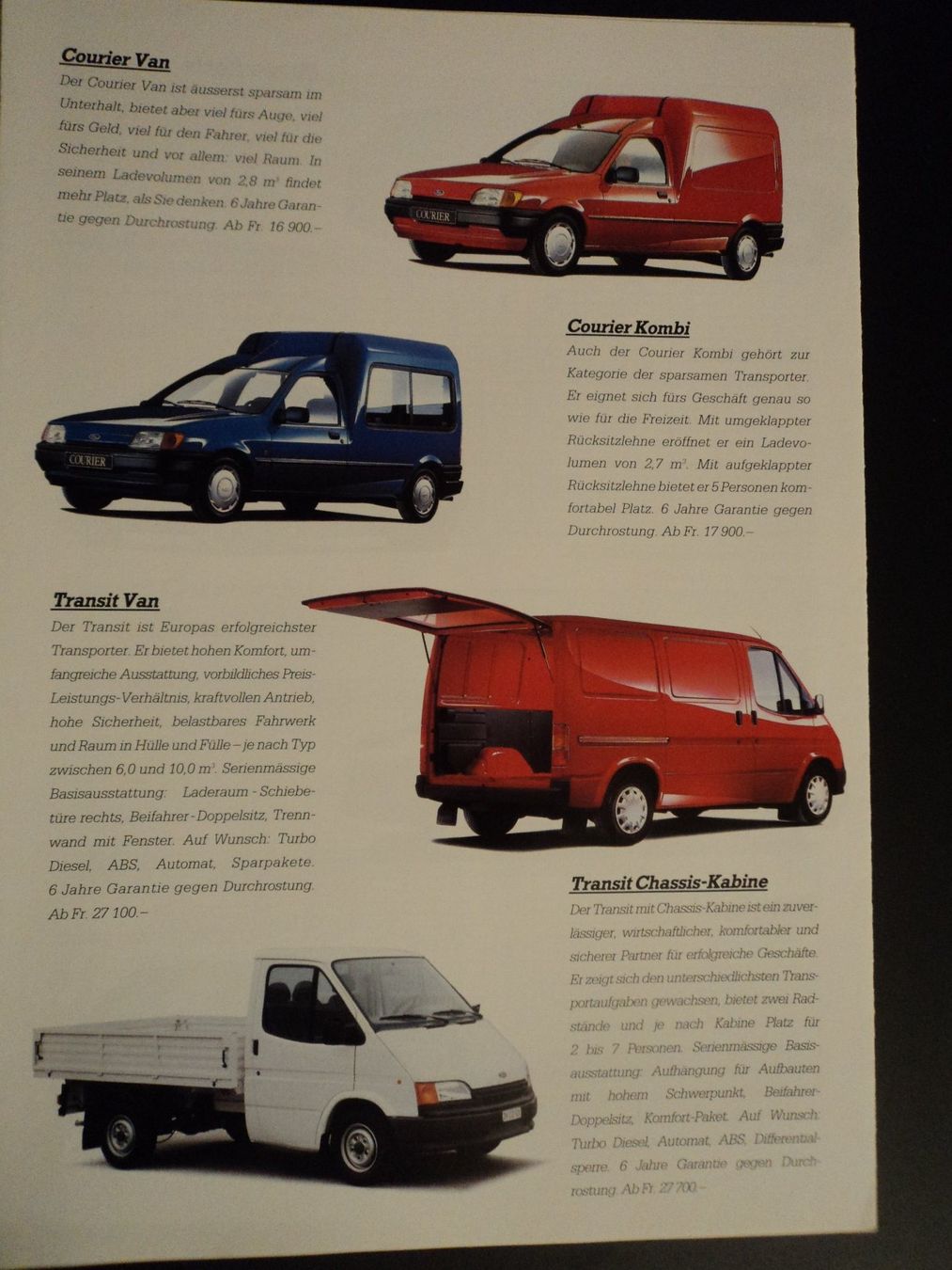 Ford Dokumente: Prospekt Ford Range ca. 1994 mit Escort RS Cosworth – Gebraucht aus Schwarzenburg von modelCARama 4