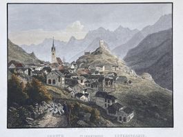 Ardetz, Unterengadin kolorierter Stahlstich um 1860 Huber