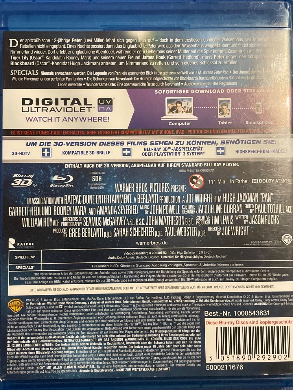 Alle DVDs: PAN  3D  (2015) – Neu (gemäss Beschreibung) aus Waldenburg von Gonzo8 1