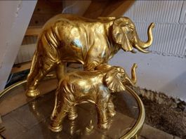 Neu: 2 Elefanten Figuren Deko gold wunderschön