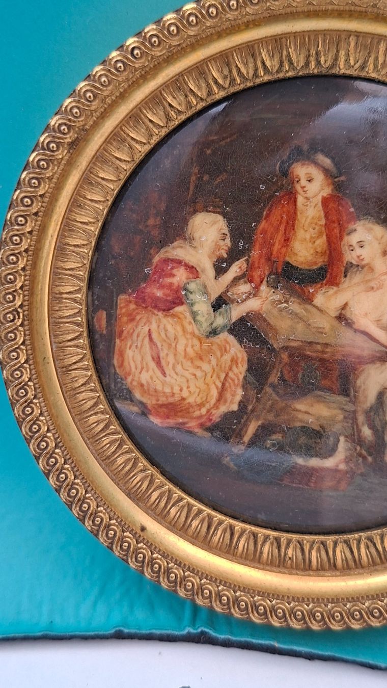 Dipinti: Antikes Miniatur Gemälde, Messingrahmen – Usato da Opfikon venduto da Diversamente 1