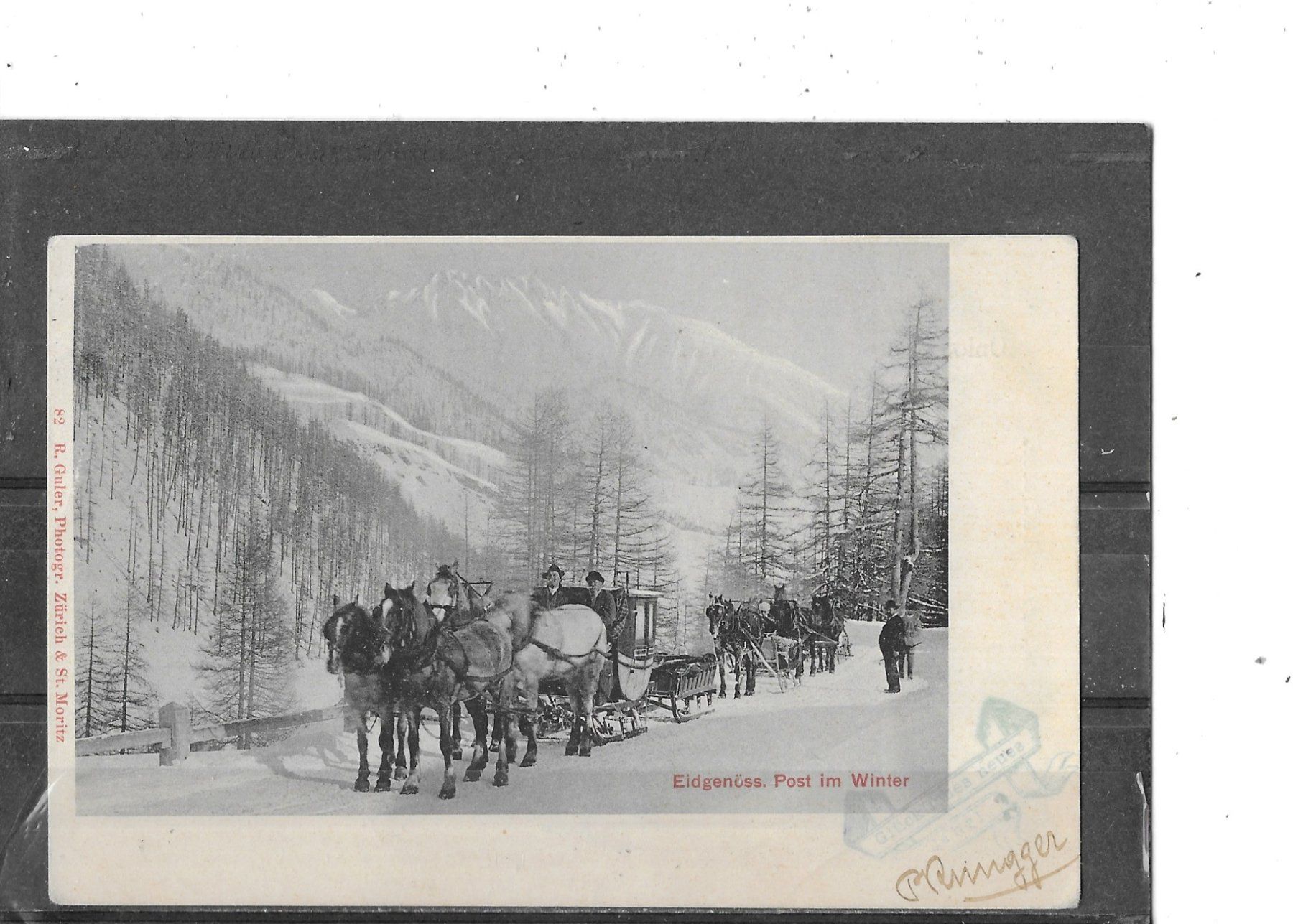 Cartoline postali: GR Eidgenössische Schlitten-Post im Winter 1901 – Usato da Schocherswil venduto da Wilare