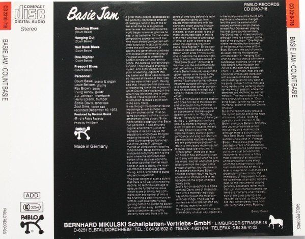 CD: Jam Session - Count Basie [Pablo] Ray Brown, Zoot Sims, – Usato da Unterbäch VS venduto da cond 1