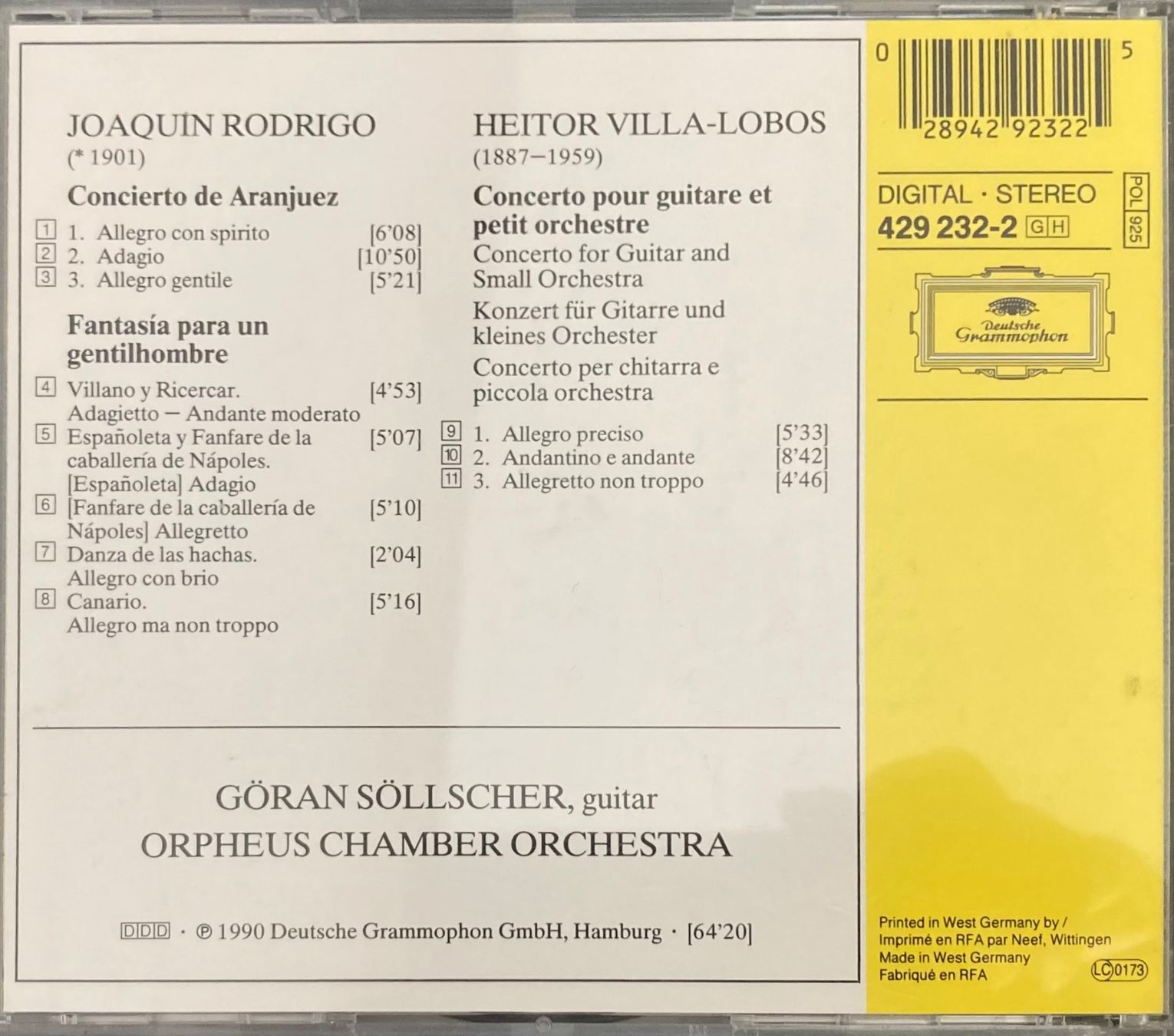 CDs: RODRIGO.... - CONCIERTO DE ARANJUEZ.... – D'occasion à Poliez-Pittet par Newtown-Records 1