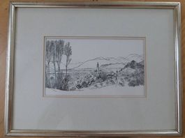Gerahmter Kunstdruck Dorfansicht Au SG im Rheintal