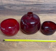 3er Set rote Glasvasen - schwere Qualität - wie neu
