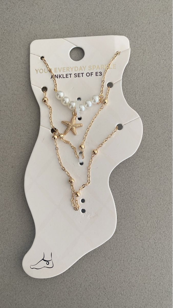 Altri gioielli: Ensemble de 3 chaînes de cheville dorées avec perles – Nuovo e nell'imballaggio originale da Chamoson venduto da Pince26