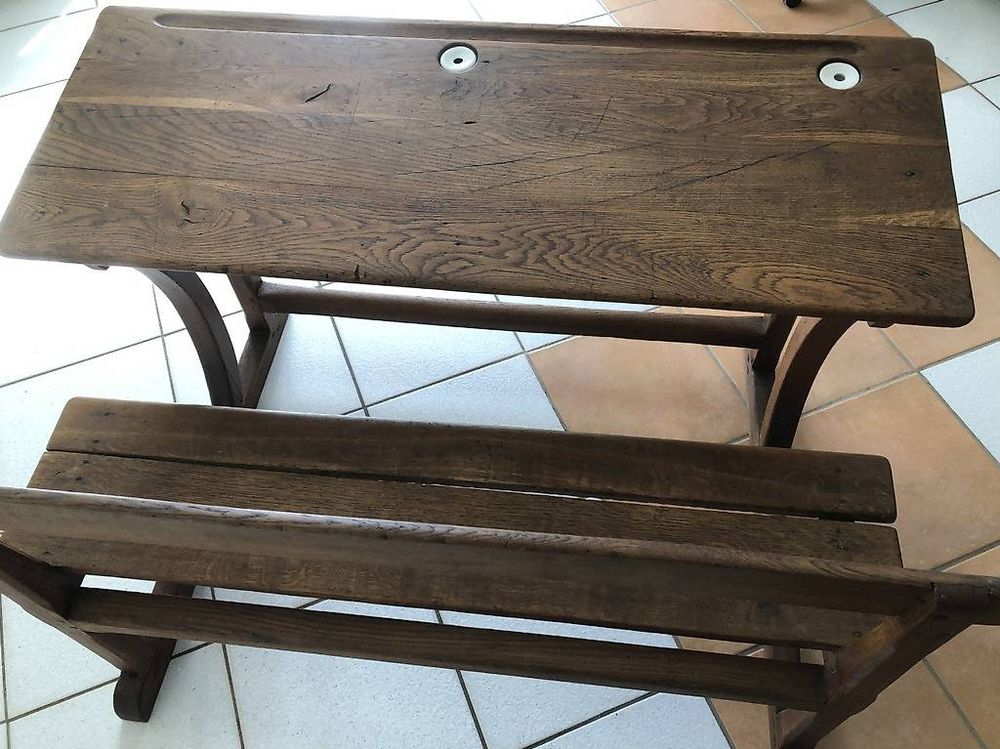 Pupitre Ecolier Ancien 2 Places