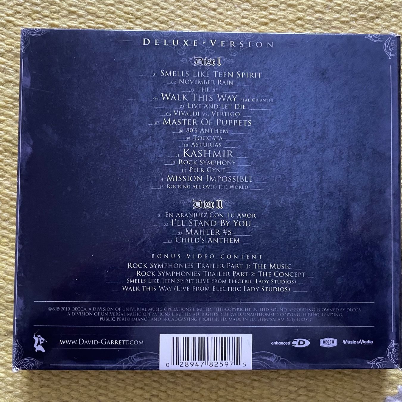 CD: DAVID GARRETT-2CD DELUXE VERSION ROCK SYMPHONIES (DIGIPACK) – Usato da Rorschacherberg venduto da CD-Roli 1