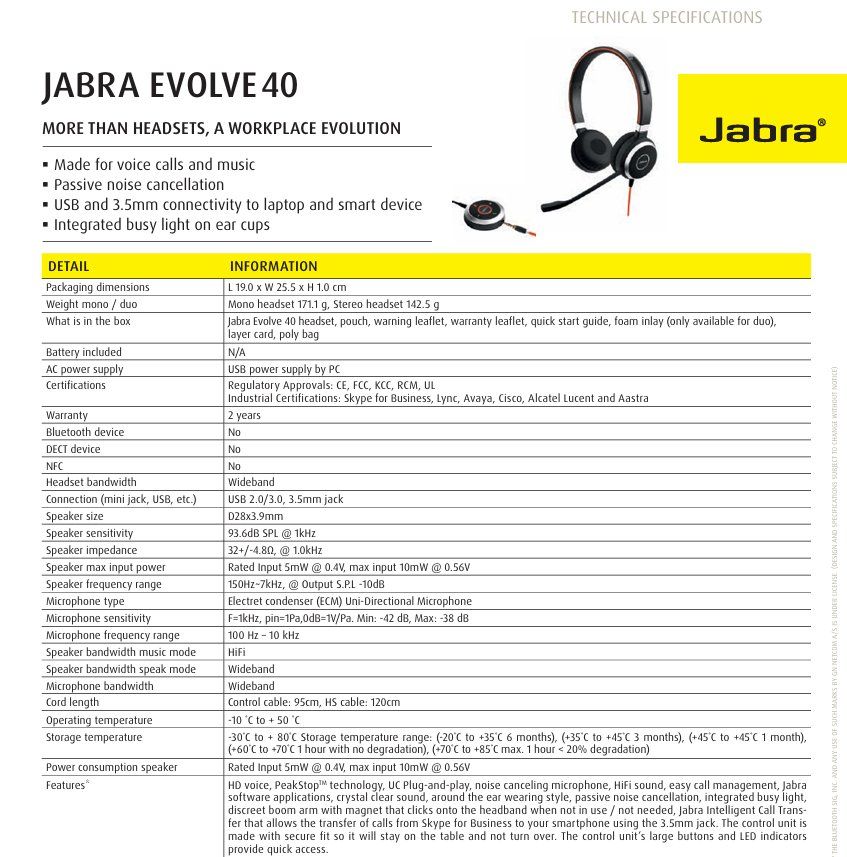 Cuffie: Jabra Evolve 40 MS Stereo casque, micro et télécommande – Usato da Avry-devant-Pont venduto da OBoss 3