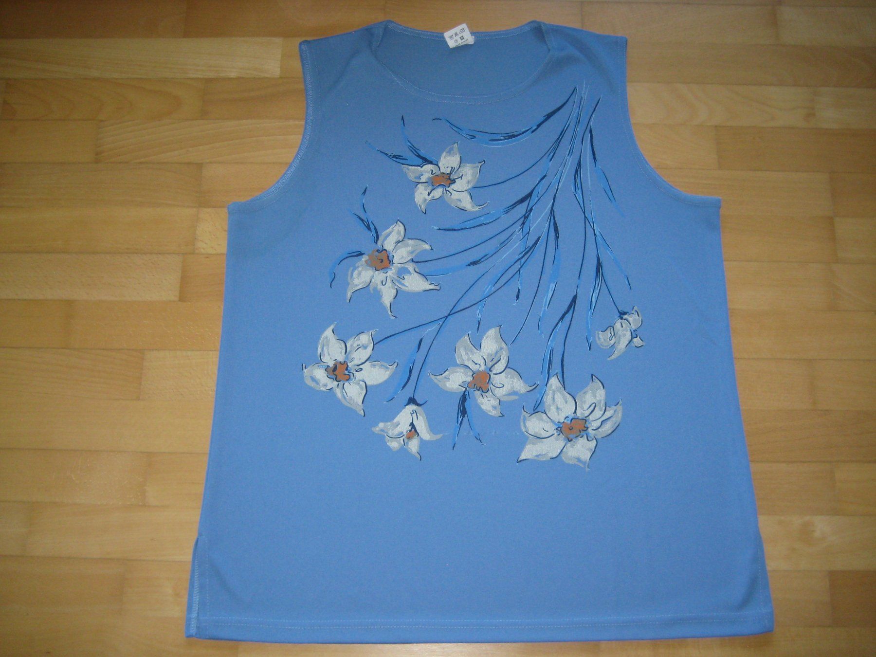 Top: Trägershirt hellblau bedruckt Grösse 48 – Usato da Dietlikon venduto da kue_6cd5