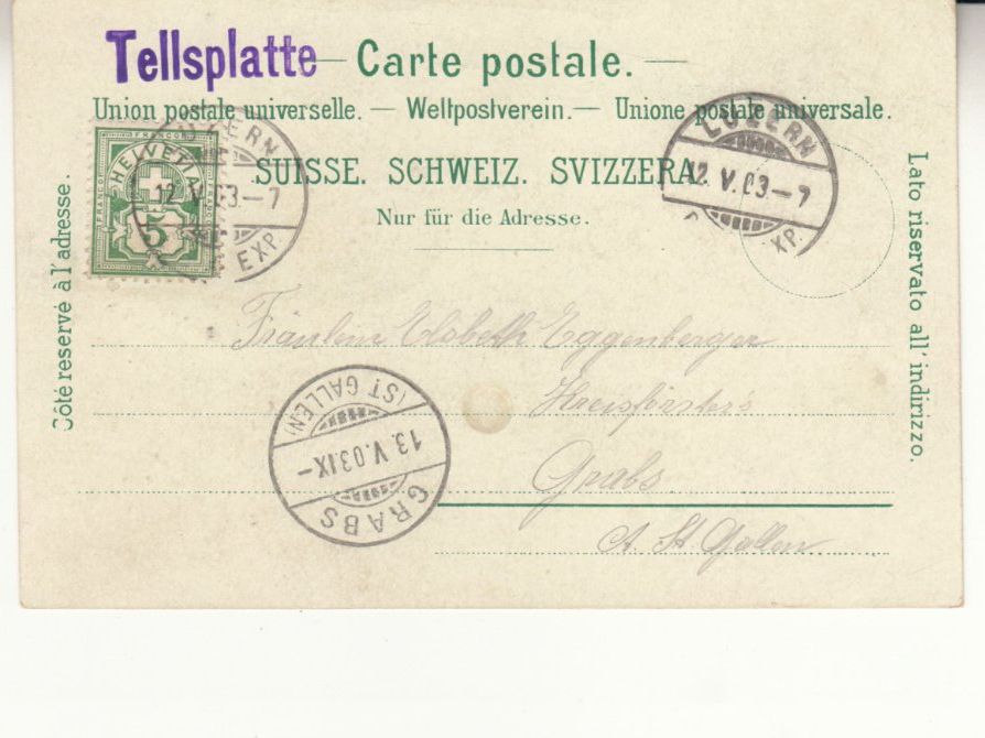 Cartoline postali: Tellsplatte 1903 – Usato da Bürglen TG venduto da StampGraf 1