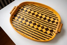 Top Zustand! Schönes Vintage Tablett Bambus Serviertablett