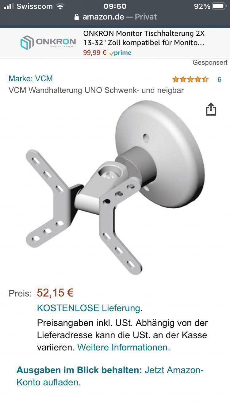 Staffa per monitor: Wandhalterung I phon Tablet Bildschirm – Usato da Boll venduto da Jopp1 5