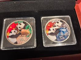 PANDA SET NIGHT & DAY NUR 888 St WELTWEIT 2 OZ SILBER 2023