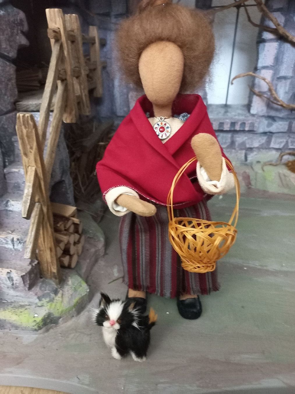 Statuette: Schwarzenberger Krippenfigur Marktfrau mit Katze – Nuovo (secondo la descrizione) da Lachen SZ venduto da jimmygoal13 1