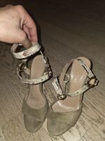 Damenschuhe Sandalen Lederimitat Schlange beige Grösse 37