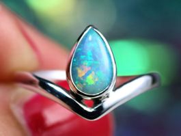 LACRIMA Boho Silberring mit Crystal Opal, Gr. EU 52 · Unikat