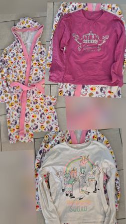 3er Set: ca 152 Bademantel, langarm Shirt Einhorn