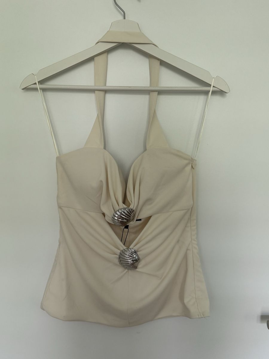 Zara Top: Zara Seashell Halter Top Ecru (M) – Nuovo (secondo la descrizione) da Triesen venduto da antonellaaa_ 2