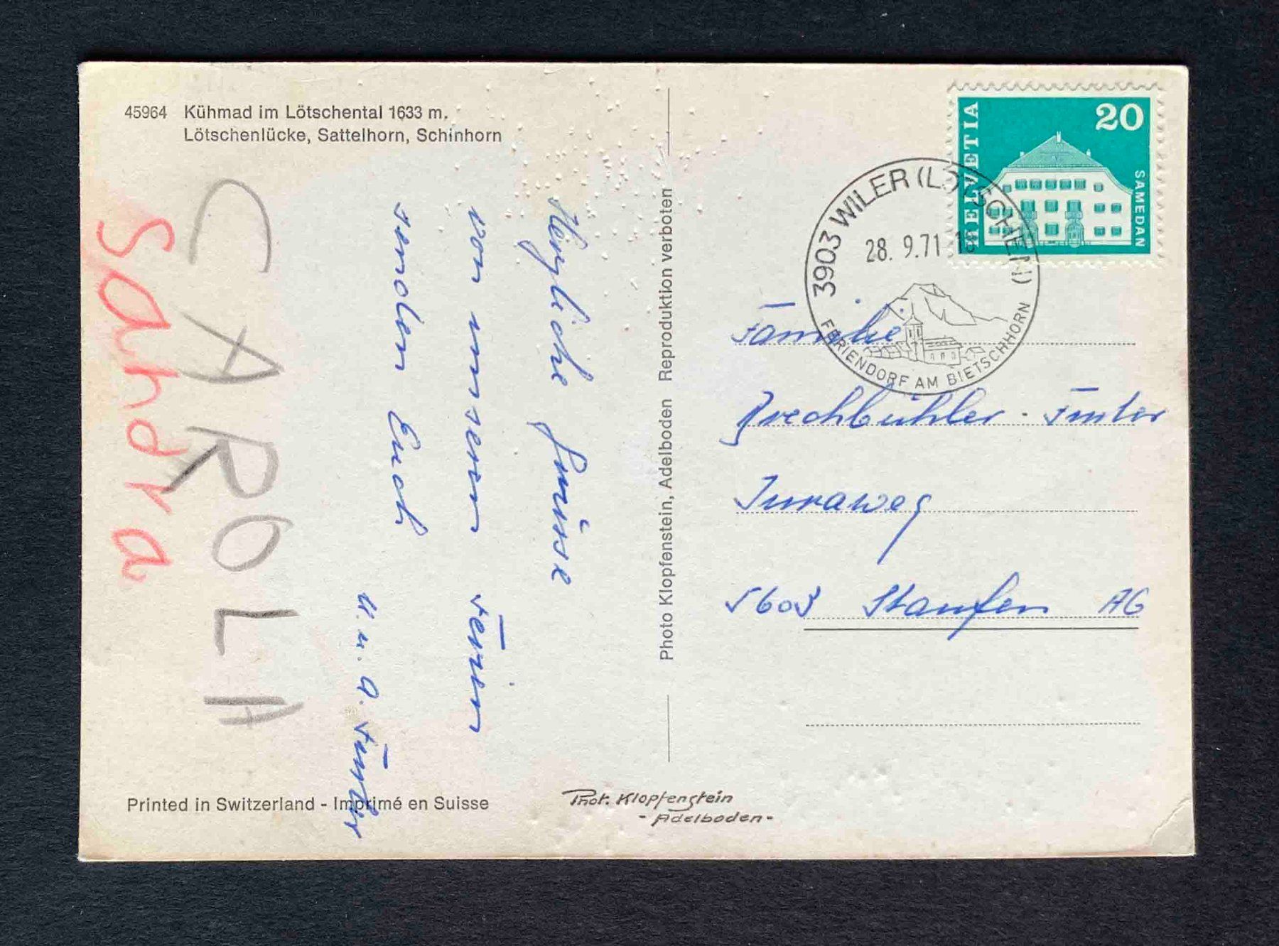 Cartoline postali: AK Kühmad im Lötschental – Usato da Goldau venduto da artelier1 1