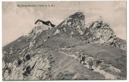 Mythenkulm, belebt, Photo vom Hüttenwirt, um 1920