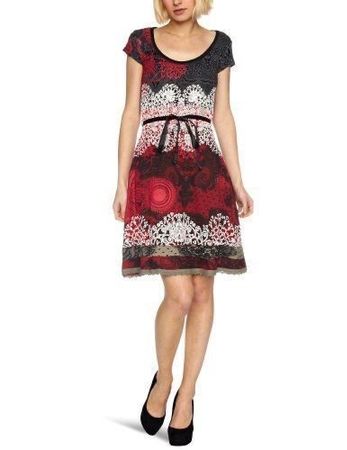 Desigual - Damen Kleid Sommerkleid Dress - XS rot schwarz