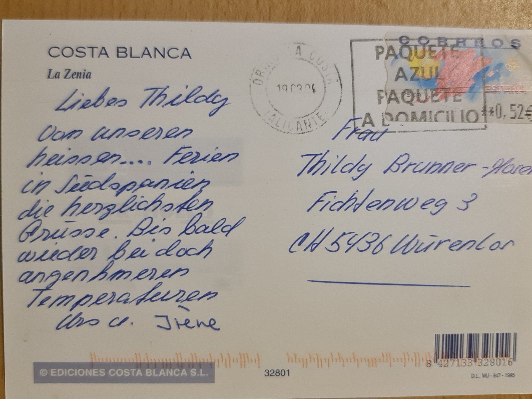 Cartoline postali: Ansichtskarte La Zenia Costa Blanca – Usato da Dintikon venduto da Vexi 1